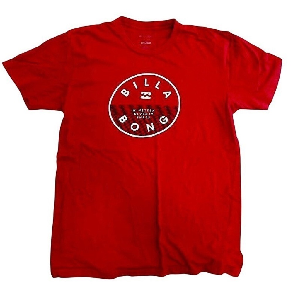 Billabong‎ Boys Red Graphic Tee Shirt Short Sleeve Core Fit Large 1973 Logo
